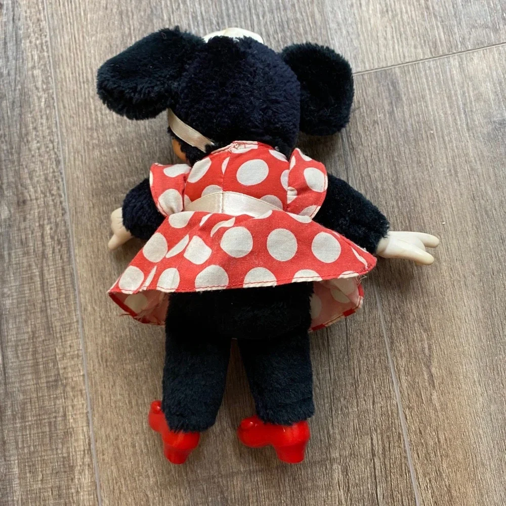 Vintage 1981 Applause Minnie Mouse Plush Doll Vinyl Face Red Polka Dot Dress VTG